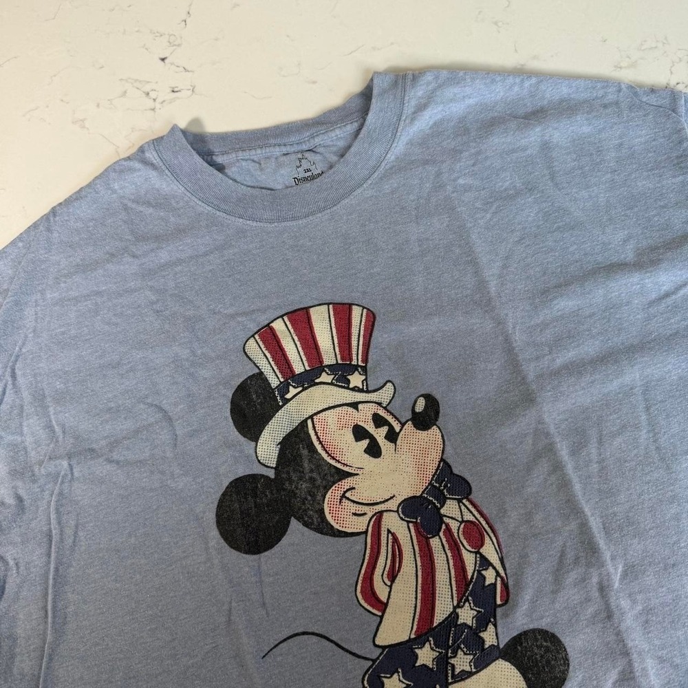 Disneyland Resort Patriotic Uncle Sam Mickey Mouse T-Shirt Adult 2XL Blue USA